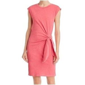 Sundry Womens S Fitted Pink Side Tie Sleeveless Jersey Dress